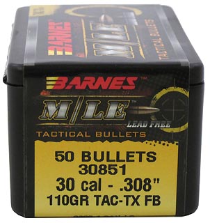 30 Caliber .308"110gr MLE TACTX FB/50 (Bullets for Reloading)