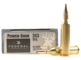 243 Winchester by Federal 243 Win, 80gr, Speer Hot-Cor Soft Point, (Per 20)