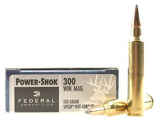300 Winchester Magnum by Federal 300 Win Mag, 150gr, Speer Hot-Cor Soft Point, (Per 20)