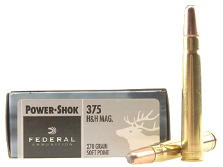 375 Holland & Holland Magnum by Federal 375 H&H Mag, 270gr, Power Shok Soft Point, (Per 20)