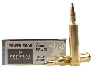 7mm Remington Magnum by Federal 7mm Rem Mag, 150gr, Power Shok Soft Point, (Per 20)