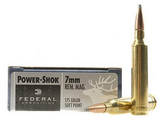 7mm Remington Magnum by Federal 7mm Rem Mag, 175gr, Power Shok Soft Point, (Per 20)