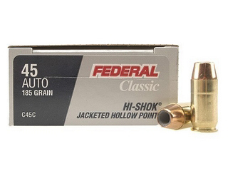 45 Automatic by Federal 45 Auto, 185gr, Power Shok Jacketed Hollow Point, (Per 20)