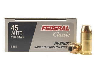 45 Automatic by Federal 45 Auto, 230gr, Power Shok Jacketed Hollow Point, (Per 20)