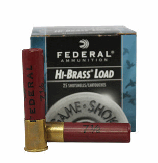 410 Shotshells by Federal Lead Hi-Brass, 2 1/2 Max dram, 1/2oz, 7.5 Shot, (Per 25)