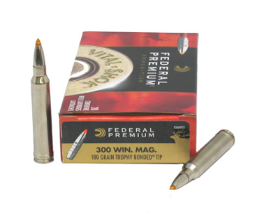 300 Winchester Magnum by Federal 300 Win Mag, Premium,180gr, Trophy Bond, V-Shock, (Per 20)