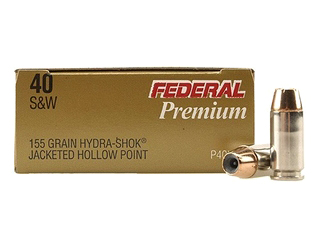 40 Smith & Wesson by Federal 40 S&W, 155gr, Hydra-Shok Jacketed Hollow Point, (Per 20)