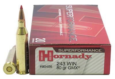 243 Winchester by Hornady Superformance, 80gr GMX (Per 20)