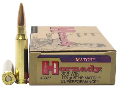 308 Winchester by Hornady 178gr Boat Tail Hollow Point Match (Per 20) - Click Image to Close