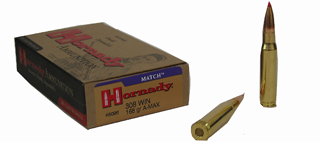 308 Winchester by Hornady 308 Win, 168 Gr, A-Max Match, (Per 20)