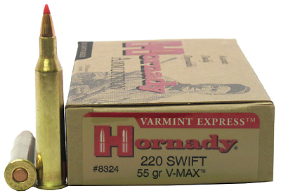 220 Swift Ammunition by Hornady Varmint Express, 55gr V-Max, 20 Per Box
