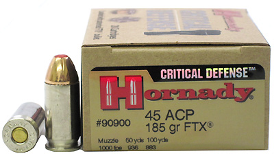 45 Automatic Colt Pistol by Hornady Critical Defense, 185gr (Per 20)