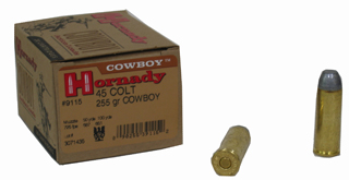 45 Long Colt by Hornady 255 Gr, Cowboy Ammo, (Per 20)