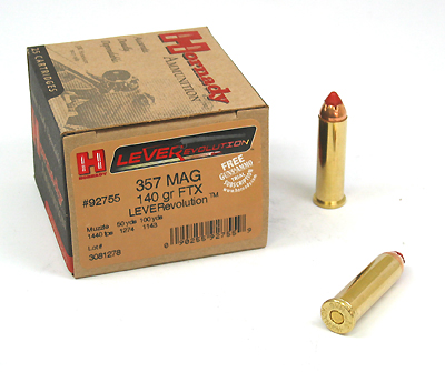 357 Magnum by Hornady 357Mag, LEVERevolution, 140gr, FTX, (Per 25)
