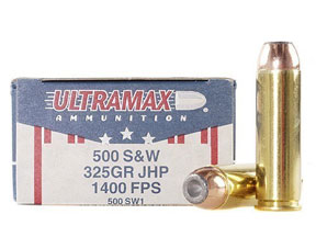 500 Smith & Wesson by Ultramax 500 S&W, 325gr, Jacketed Hollow Point, (Per 20)