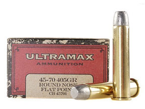45-70 Government by Ultramax, 405gr, Round Nose Flat Point Lead New, (Per 20)