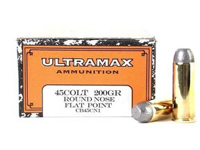 45 Colt by Ultramax 45 Colt, 200gr, Round Nose Flat Point Lead, (Per 50)