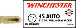 45 Automatic by Winchester 45 Auto, USA 230gr., Full Metal Jacket, (Per 50)
