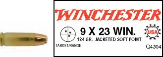 9x23 Winchester by Winchester 9x23 Win, USA 124gr., Jacketed Soft Point, (Per 50)