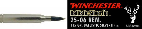 25-06 Remington by Winchester 25-06 Rem, 115grain, Ballistic Silvertip, (Per 20)