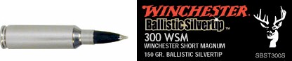 300 Winchester Short Magnum by Winchester 300 WSM, Supreme 150gr., Ballistic Silvertip, (Per 20)