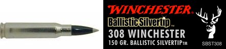 308 Winchester by Winchester 308 Win, Supreme 150gr., Ballistic Silvertip, (Per 20)