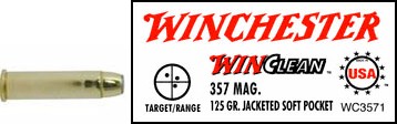357 Magnum by Winchester 357 Mag, 125gr, WinClean Jacketed Soft Point, (Per 50)