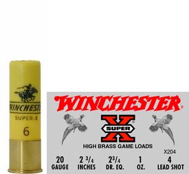 20 Gauge by Winchester 20 Gauge, 2 3/4, 1oz 4 Shot, (Per 25)