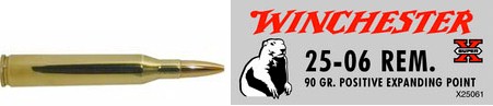 25-06 Remington by Winchester 25-06 Rem, 90grain, Super-X Positive Expanding Point, (Per 20)