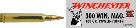300 Winchester Magnum by Winchester 300 Win Mag, 180gr, Super-X Power-Point, (Per 20)