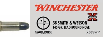 38 Smith & Wesson by Winchester, 145 gr, Lead RN, (Per 50)
