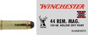 44 Remington Magnum by Winchester 44 Rem Mag, 240gr, Super-X Hollow Soft Point, (Per 20)