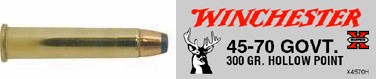 45-70 Government by Winchester 45-70 Govt, 300gr, Super-X Jacketed Hollow Point, (Per 20)